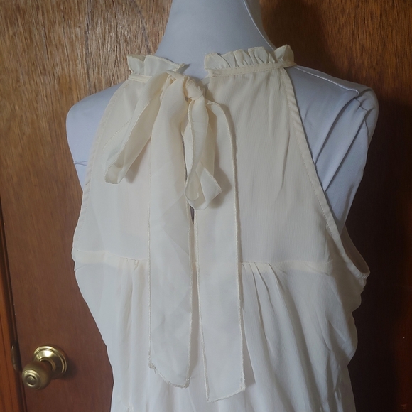 NWT Kirundo Yellow Halter Sleeveless Frilly Ruffle Tiered Mini Swing Dress M - Picture 6 of 12